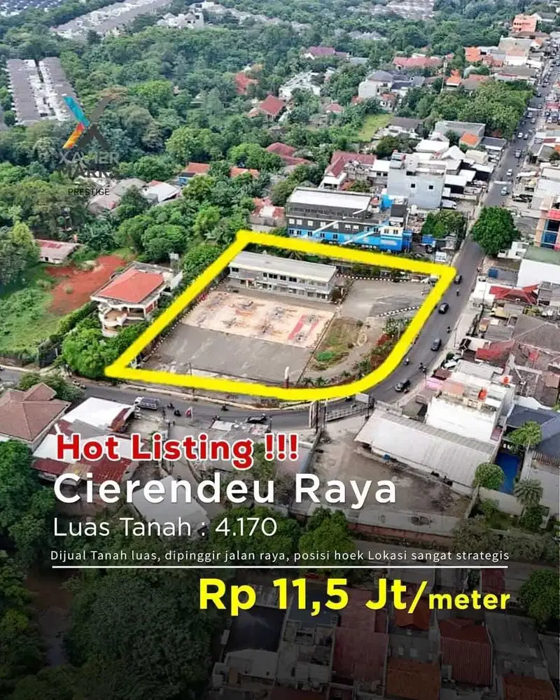 Dijual Tanah luas, dipinggir jalan raya, posisi hoek,  Lokasi sangat s