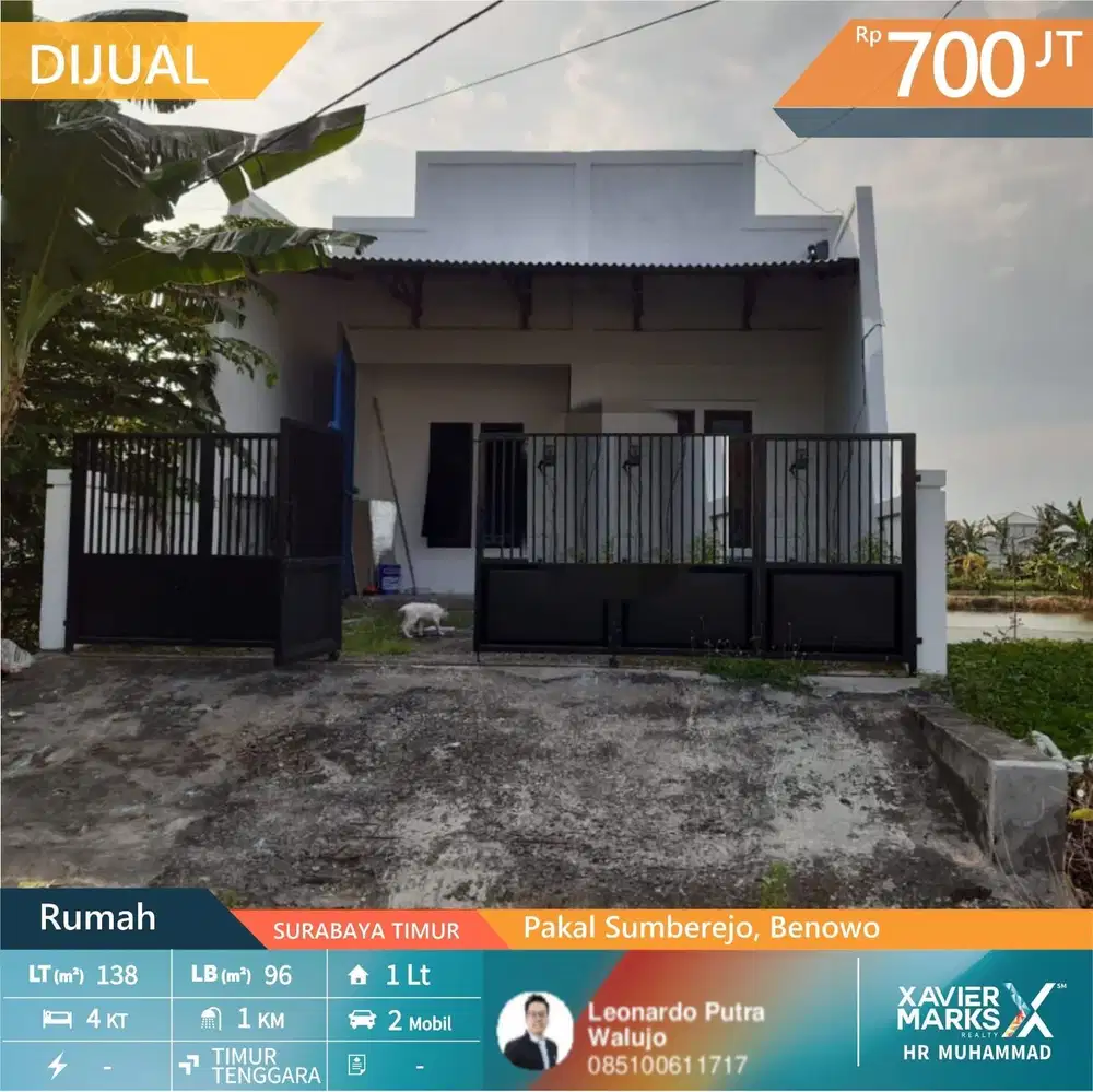 Rumah Pakal Sumberejo Benowo lebar 6x23 meter ada 4 kamar Tidur