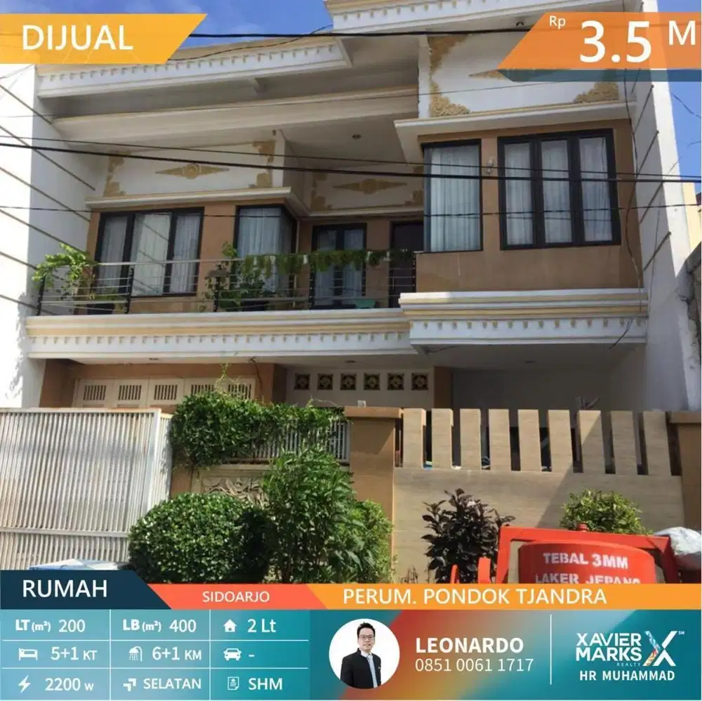 Rumah Pondok Tjandra Cluster Palem lebar 10x20meter bangunan 400m2