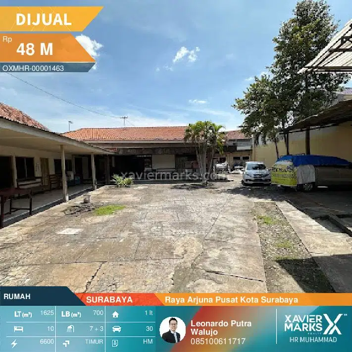 Raya Arjuno lebar 27x60 meter Bangunan 1 lantai 700m2 halaman luas