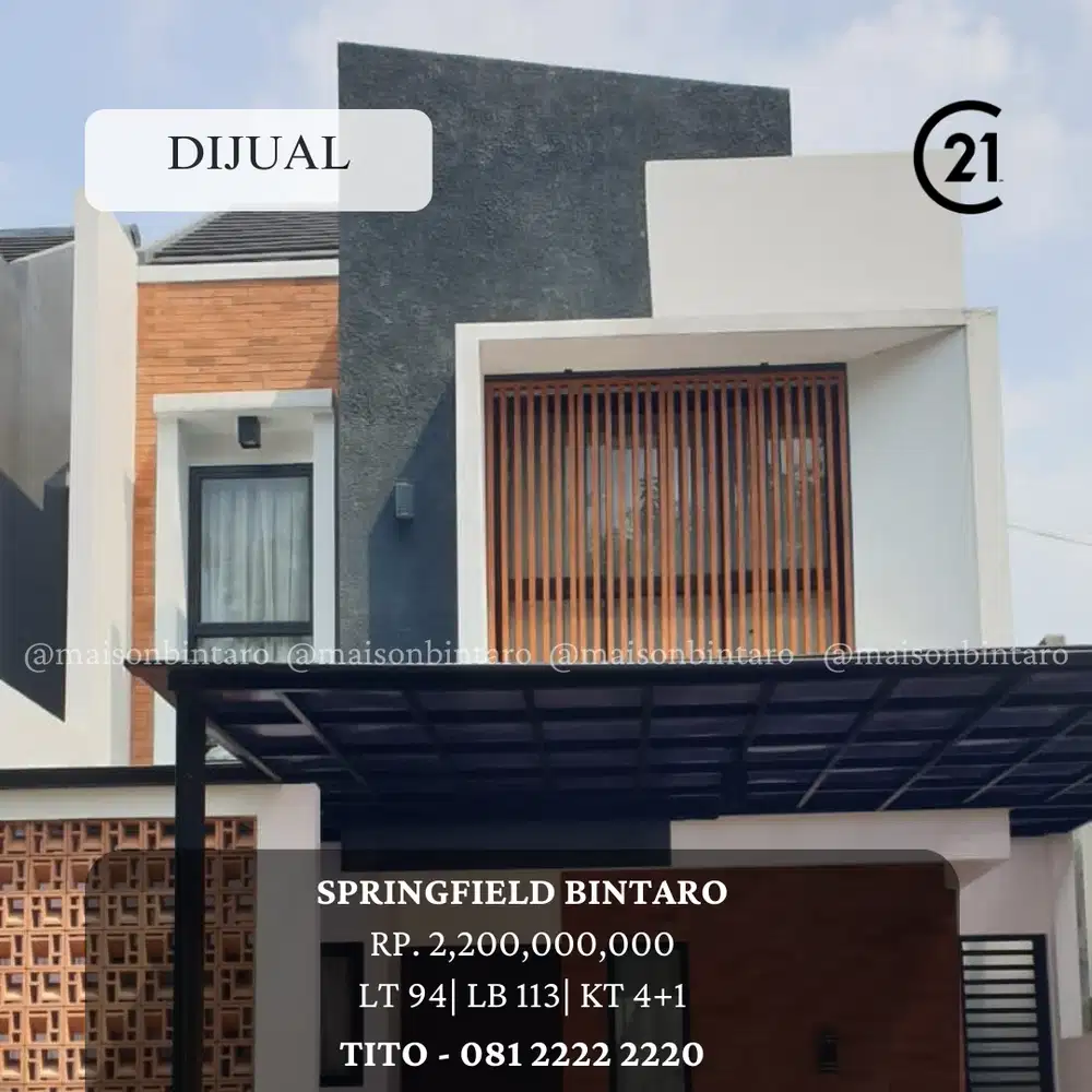 DIJUAL CEPAT! Rumah Minimalis Siap Huni di Springfield Bintaro 11120