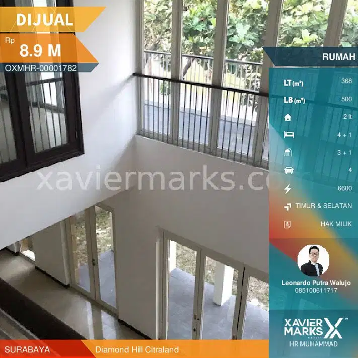 Rumah Diamond Hill Citraland jalan kembar Luas 368m2 ada 4 Kamar Tidur
