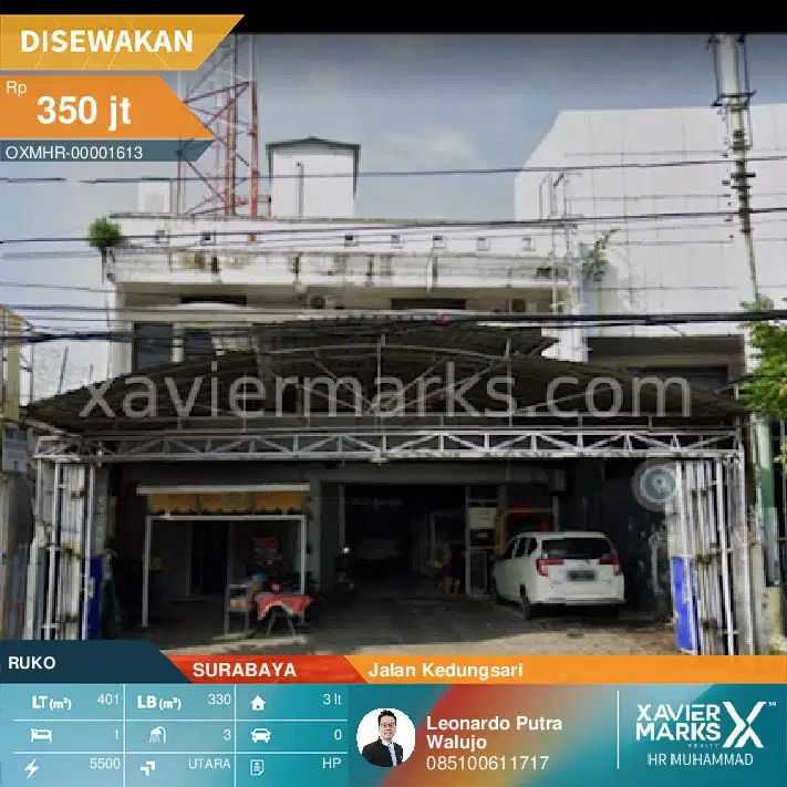 Ruko di Jalan Kedungsari Dimensi 11x36,5 meter Bangunan 3 lantai