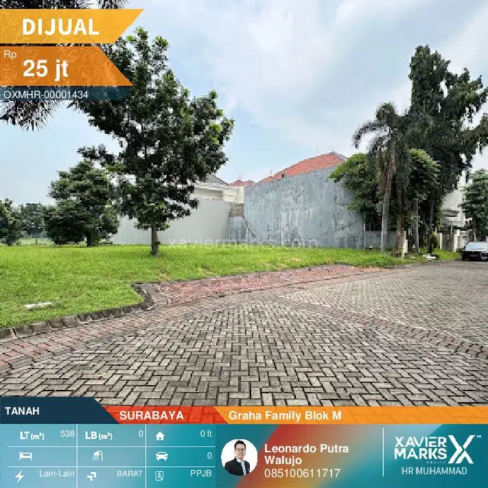 Tanah Kavling Graha Family blok M dekat dengan kompleks hokky