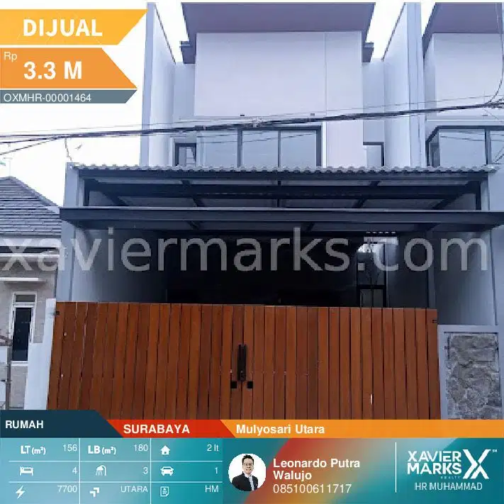 Rumah baru gress Mulyosari Utara lebar 6.25x25 meter ada 4+1 Kamar