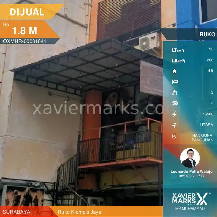 Ruko Klampis Jaya 4,5x12 meter Bangunan 4 lantai ada 3 Kamarmandi