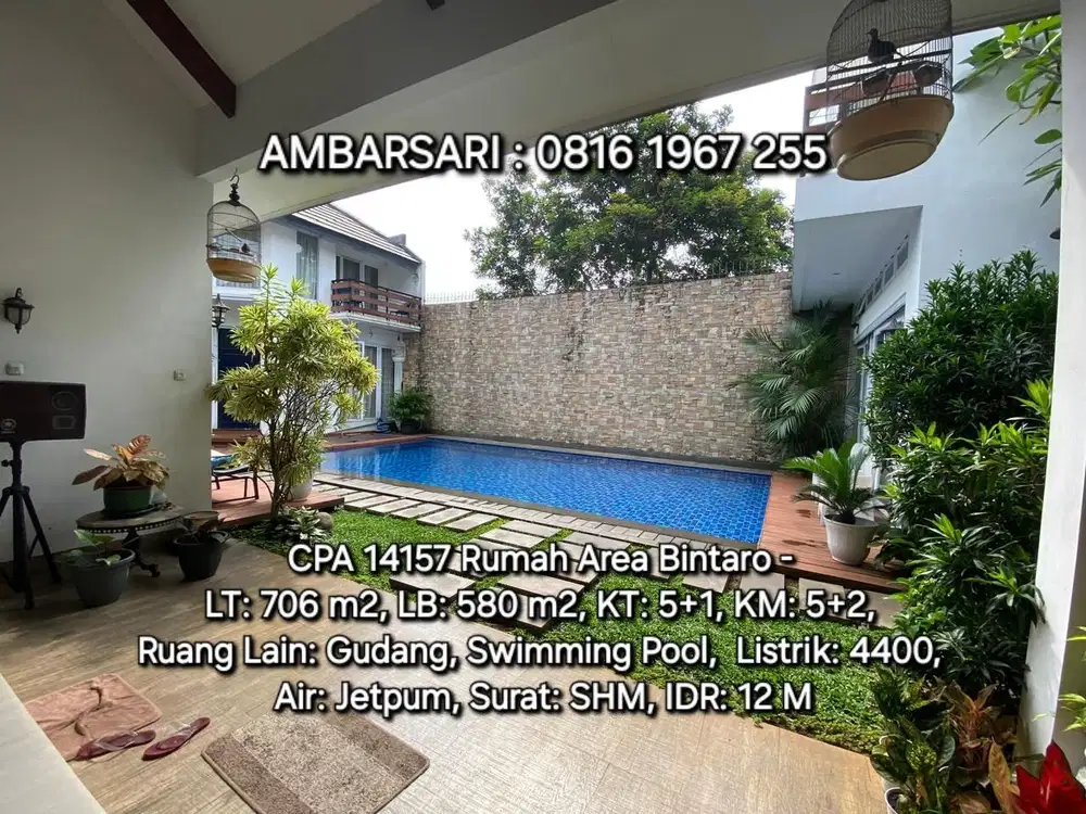 14157 - Rumah mewah dg pool area bintaro asri terawat shm