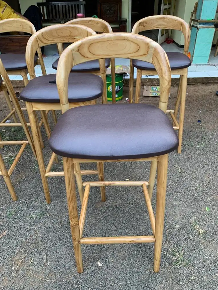 Kursi cafe kursi bar outdoor indoor bahan material kayu jati