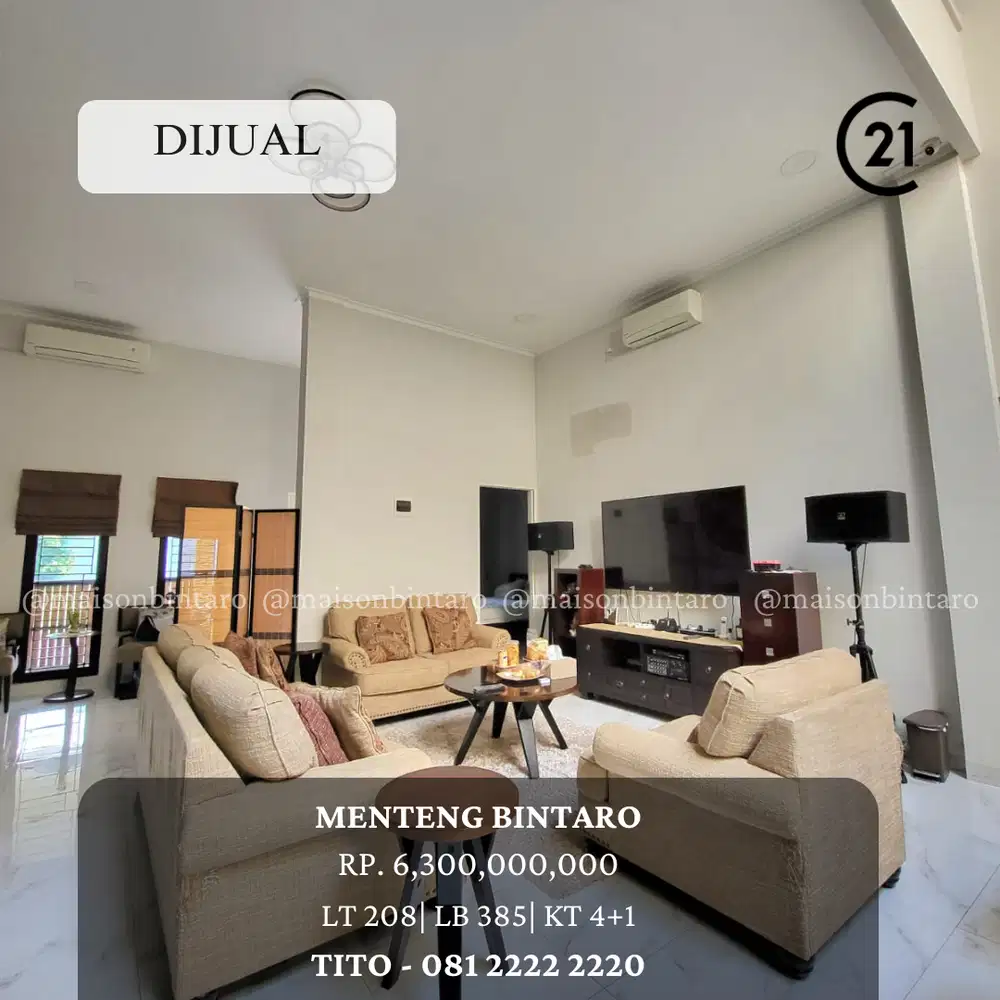 TURUN HARGA! Rumah Cantik 3 Lantai Siap Huni di Menteng Bintaro 14199