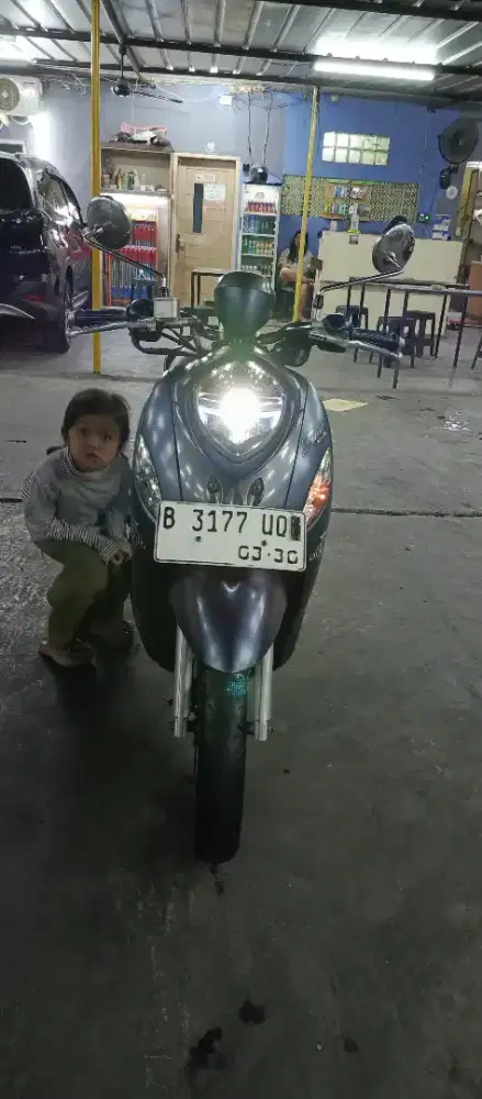 Jual motor Fino grande warna matte blue kelistrikan normal semua