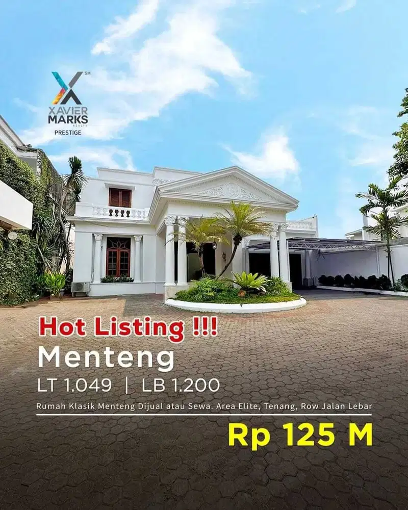 Rumah Klasik Menteng Dijual atau Disewakan. Area Elite, Tenang, Row Ja