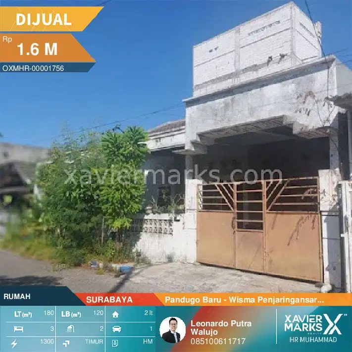 Rumah Pandugo Baru Wisma Penjaringansari 12x14 meter ada 3 Kamar