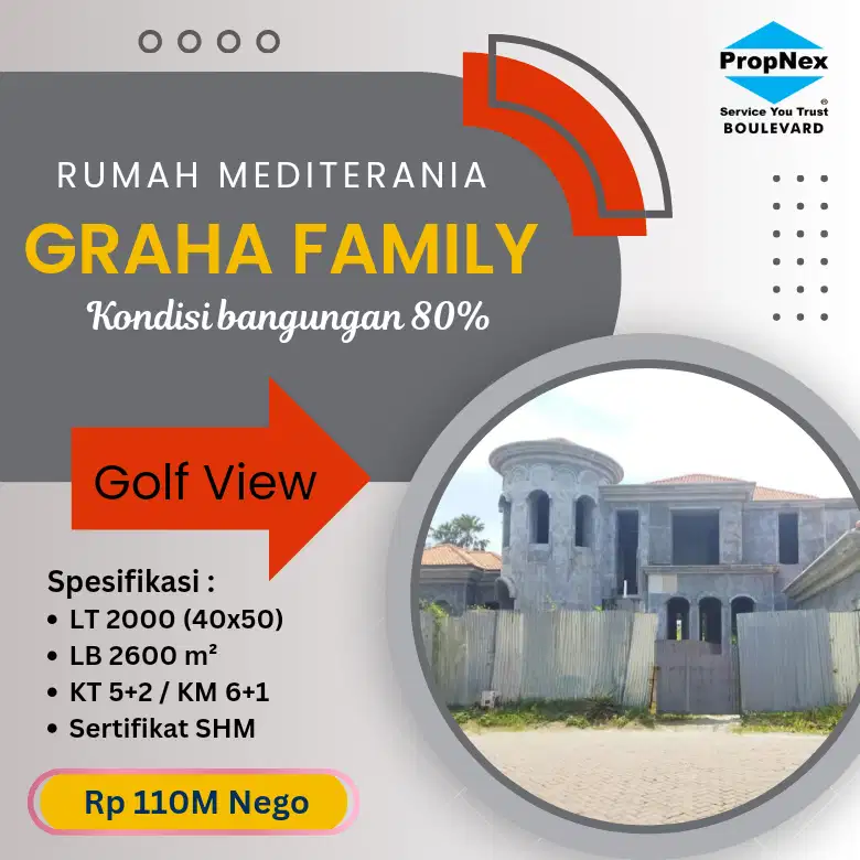 RUMAH GRAHA FAMILI GOLF VIEW dkt CITRALAND PAKUWON INDAH DIAN ISTANA