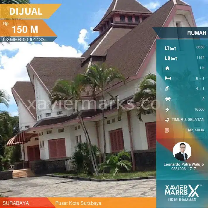 Rumah Hook Cagar Budaya di Pusat Kota Surabaya luas 3.653m2