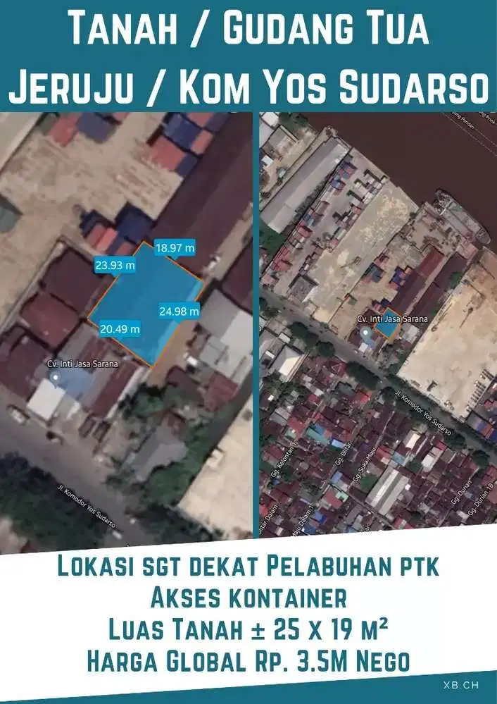 Tanah / Gudang tua akses kontainer sangat dekat pelabuhan