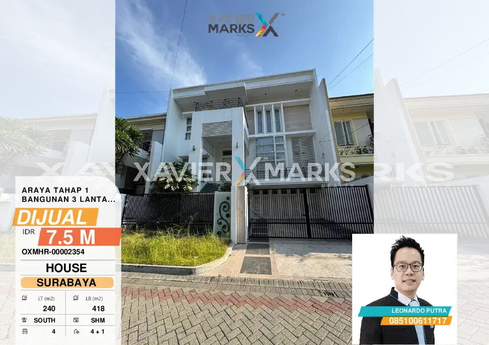 Rumah araya tahap 1 dimensi 12x20 hadap selatan ada 4Kt semi furnish