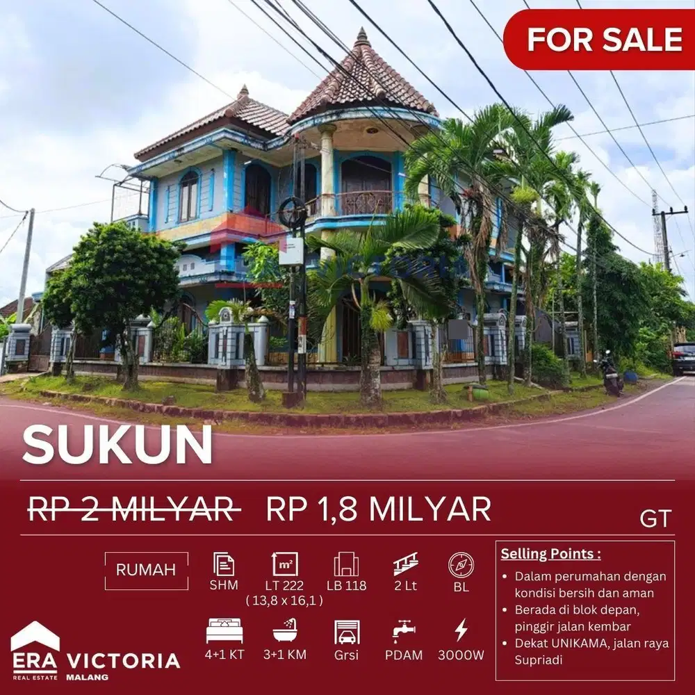 Dijual Rumah Sukun murah dan Turun harga