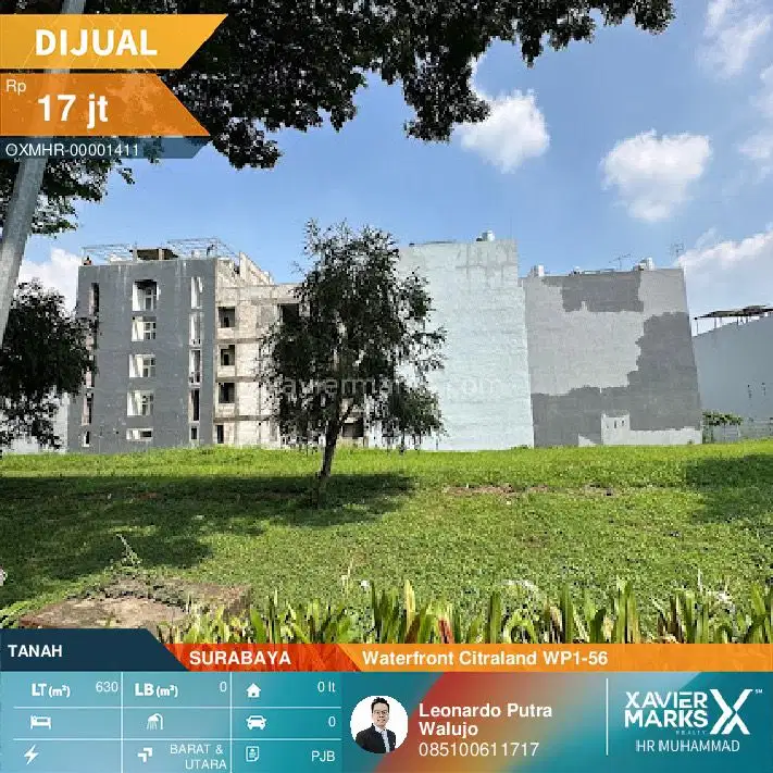 Tanah Kavling waterfront citraland WP1 no 56 dekat universitas ciputra