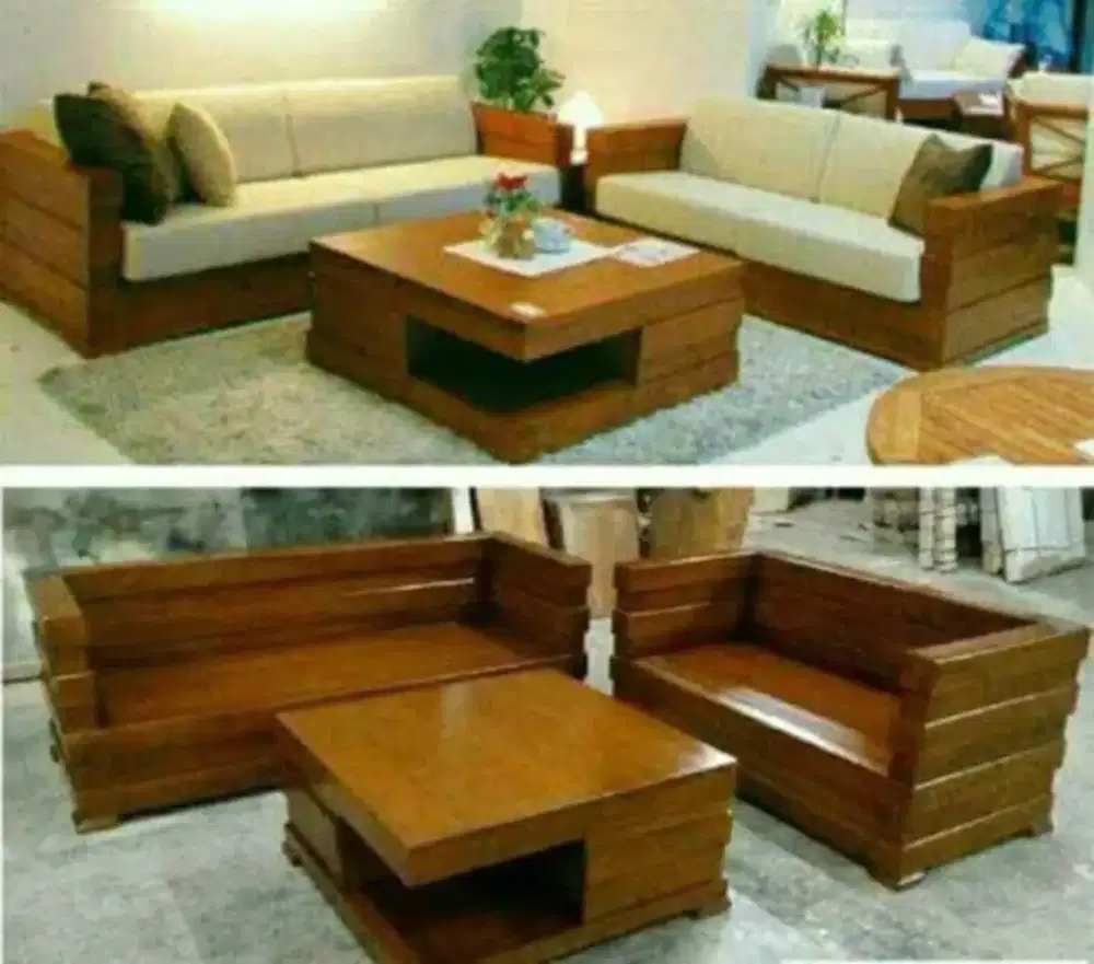 Kursi box minimalis kursi tamu terlaris bahan material kayu jati