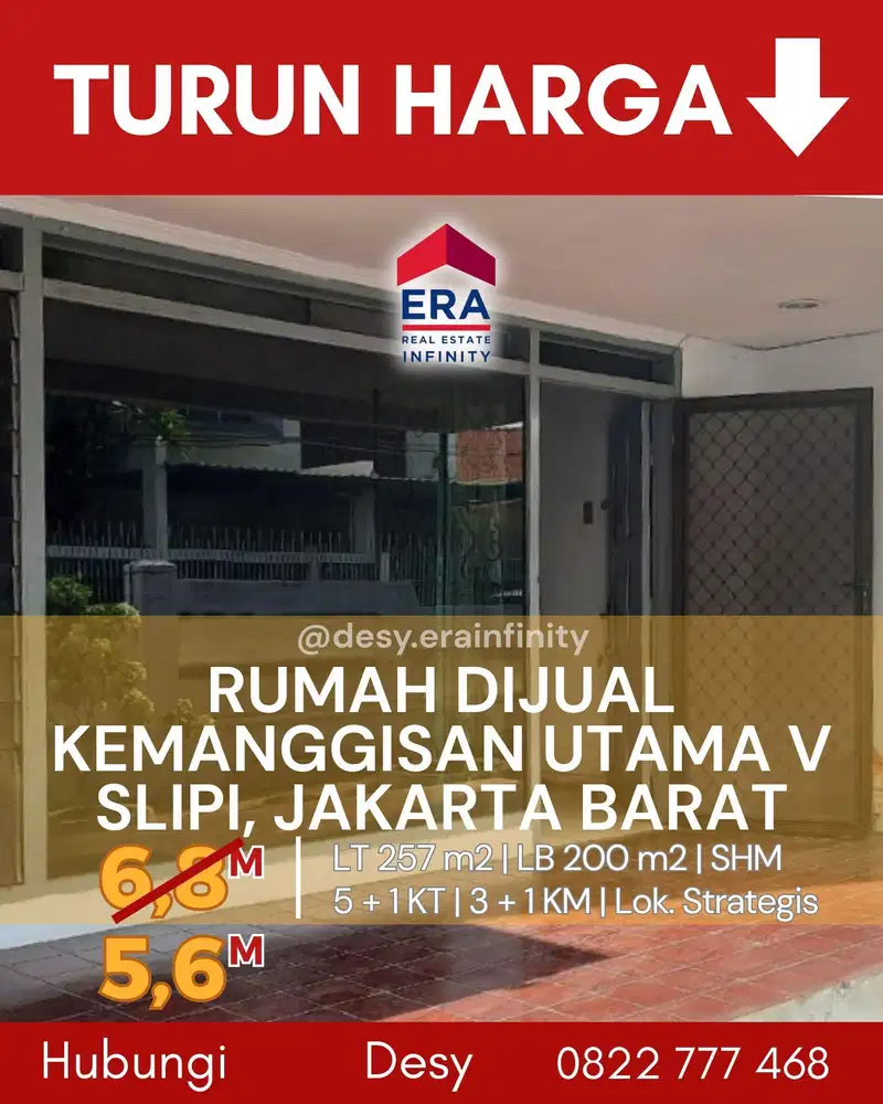 Dijual Rumah Kemanggisan Utama V, Slipi, Jakarta Barat