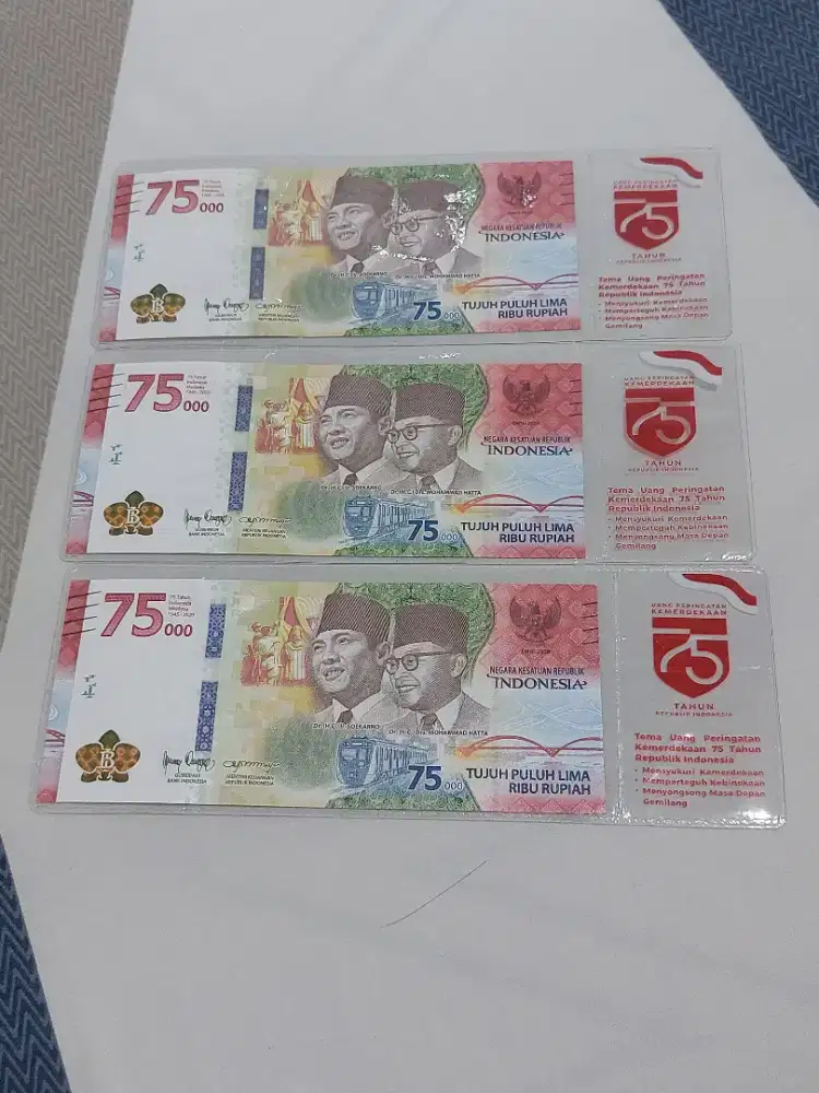 Jual uang kertas Rp. 75.000,-