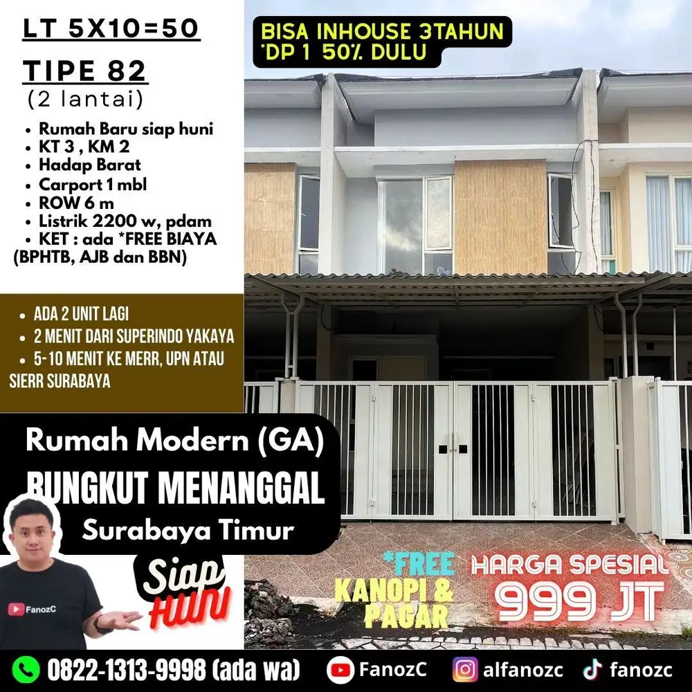 rumah siap huni, rumah rungkut,, rumah minimalis surabaya, rumah 2 lantai