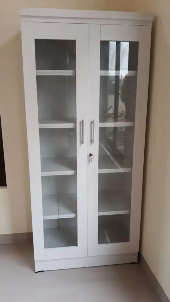 LEMARI BUKU / LEMARI SEPATU 2 PINTU WARNA FULL PUTIH (BAYAR COD)