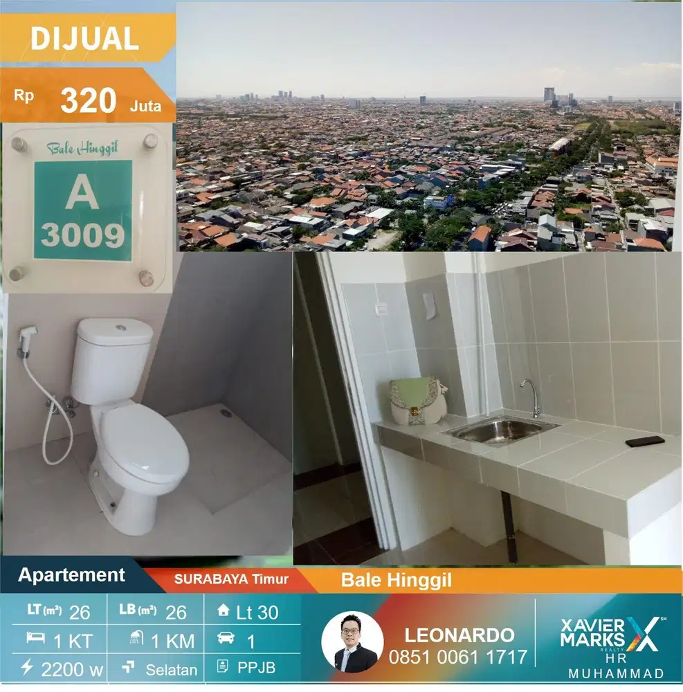 Apartement bale hinggil tower A lantai 30 tipe studio