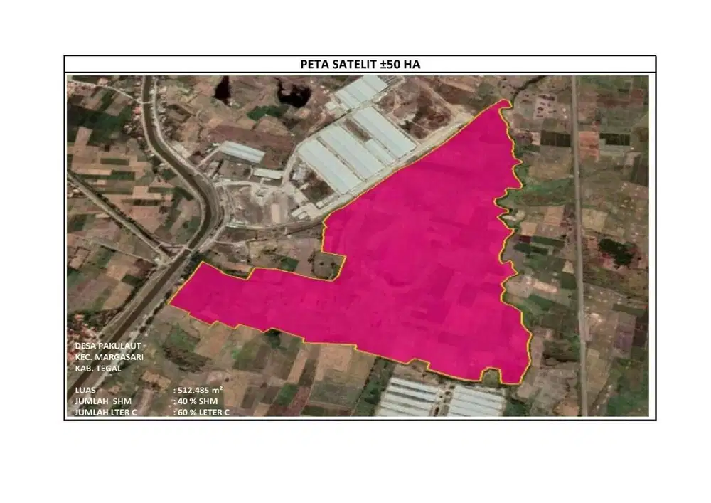 Tanah Lahan 50 Ha di Margasari Kabupaten Tegal Jawa Tengah