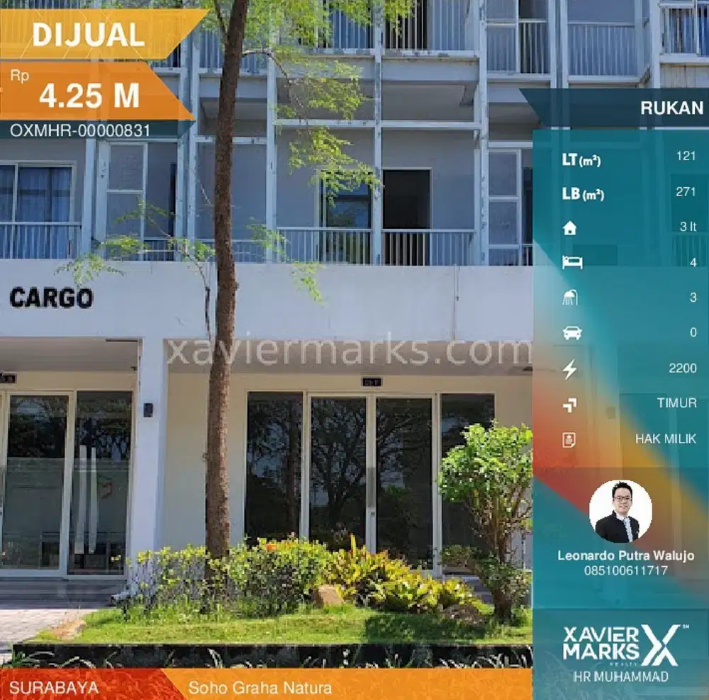 Soho Graha Natura dimensi 5,5x22 Bangunan 3 lantai ada 4KT dan 3KM