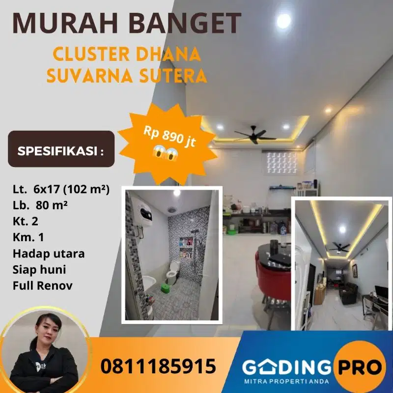 Murah Banget Dhana Full Renov 102/80 Suvarna Cikupa Tangerang