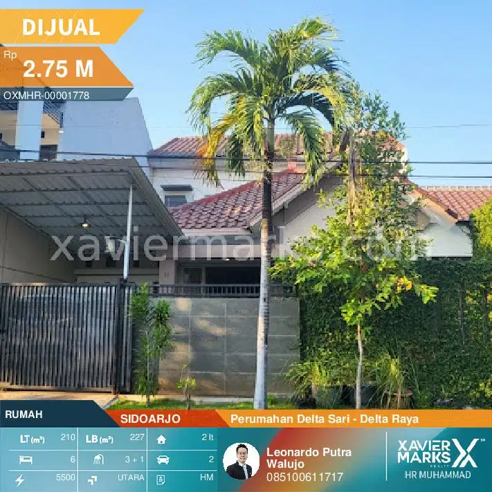 Rumah Delta Sari baru dekat RS Mitra Keluarga Waru, 10x21meter ada 6KT