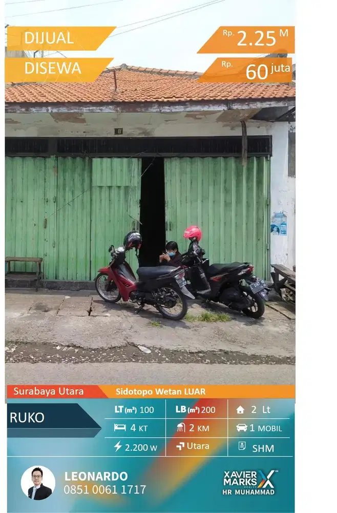 Rumah Komersial Sidotopo Wetan Luas 197m2 Bangunan 1.5 lantai