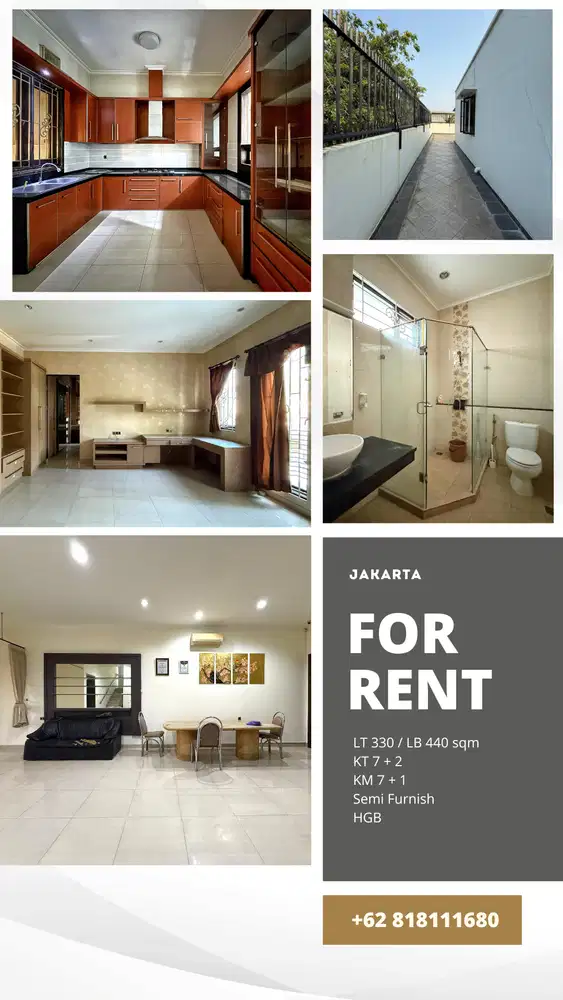 Disewa Rumah besar 7 kamar tidur Duri kepa (rumah di hoek)