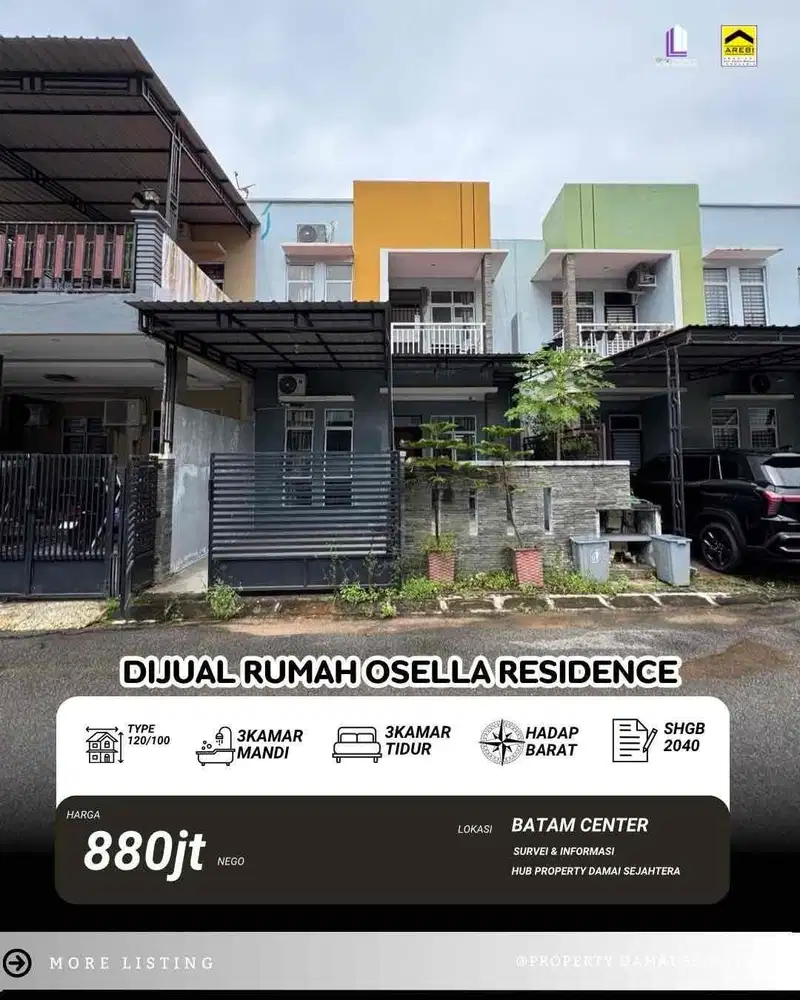 Dijual Rumah 2 lantai Osella Garden Batam center