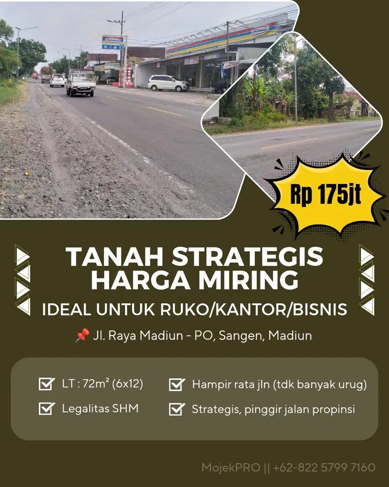 Tanah Strategis Harga Miring Pinggir Jalan Propinsi