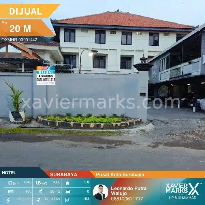 Hotel Pusat Kota Surabaya 1.248m2 Bangunan 3lantai peninggalan sejarah