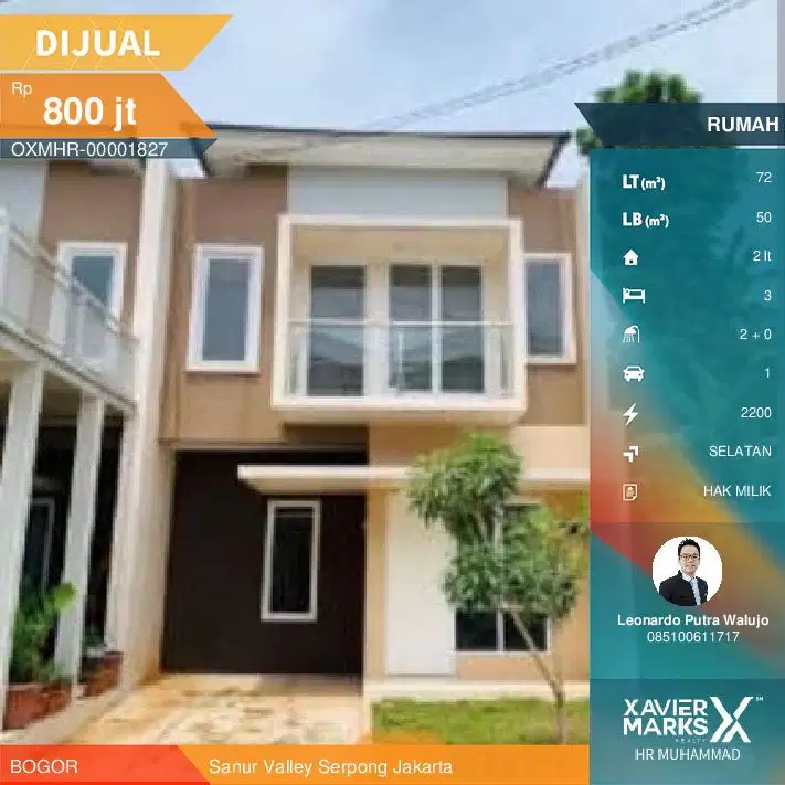 rumah sanur valley serpong 6x12 meter 2lantai ada 3KT