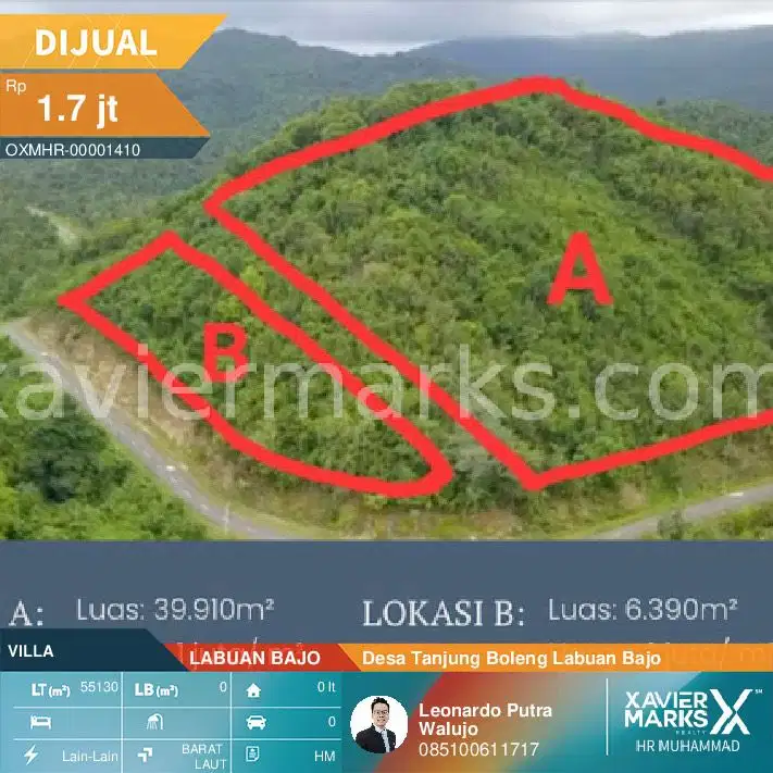 Lahan Komersil di Desa Tanjung Boleng labuan Bajo 55.670m2 buat Resort