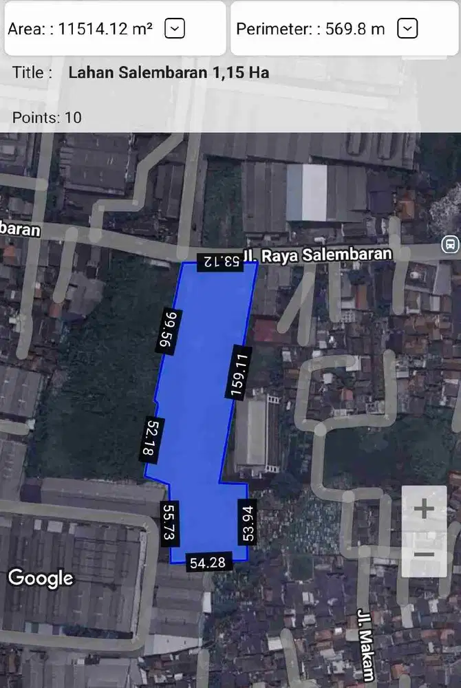 Dijual Tanah 1,15 Ha di Jalan Raya Salembaran, Kosambi Tangerang