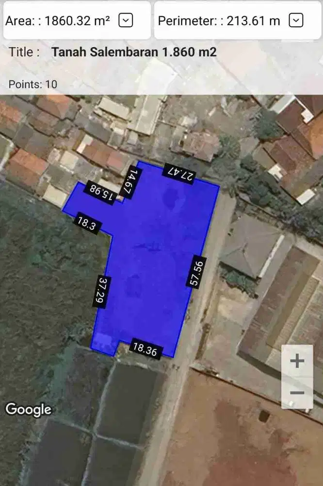 Dijual Lahan 1.860 m2 di Salembaran Tangerang