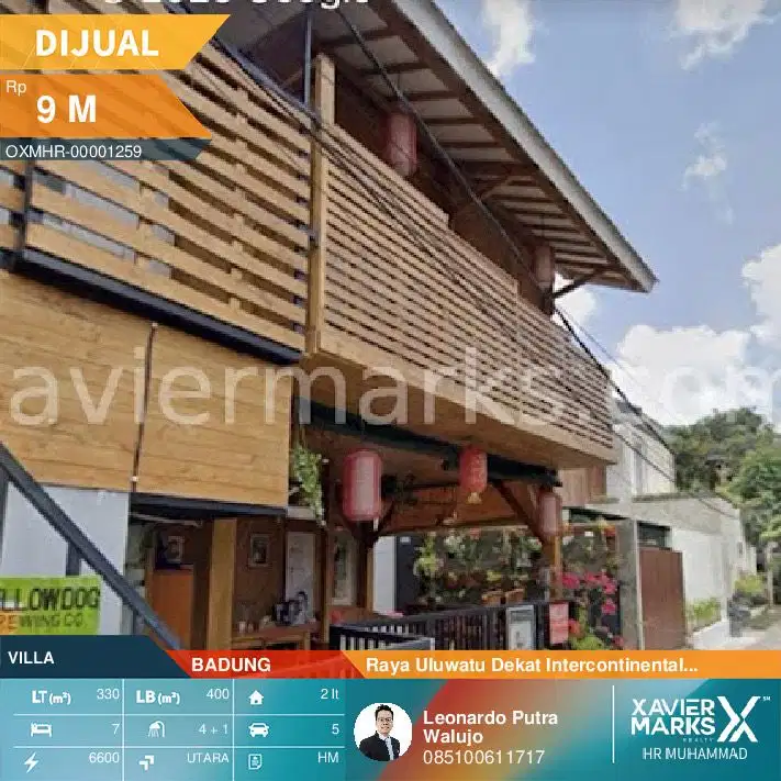 Villa Raya Uluwatu Jimbaran Kota Bali 330m2 dekat Intercontinental