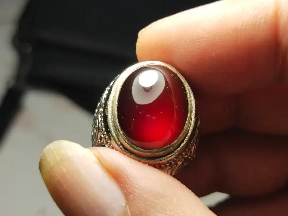 Cincin Natural Red Garnet Black Mamba Dim.18x14.5x4.9 Mewah