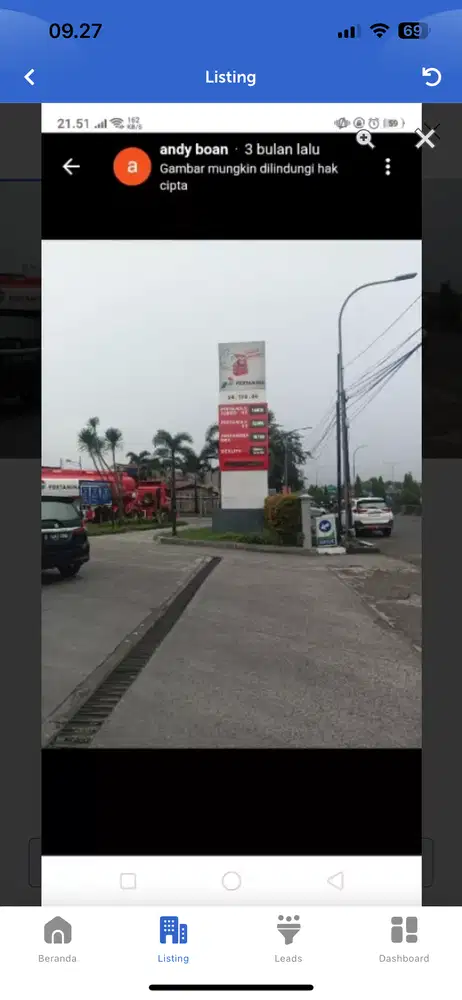 Dijual SpBU di kampung Rambutan Jaktim