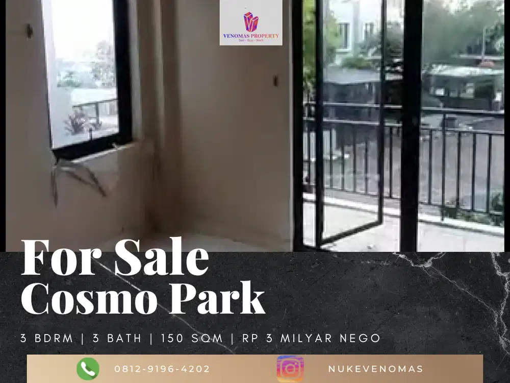 Dijual Townhouse Cosmo Park Thamrin City 3 Bedrooms