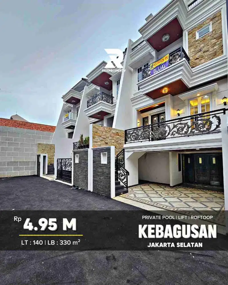 RUMAH MEWAH +LIFT DAN ROOFTOP SIAP HUNI DEKAT TOL DI KEBAGUSAN