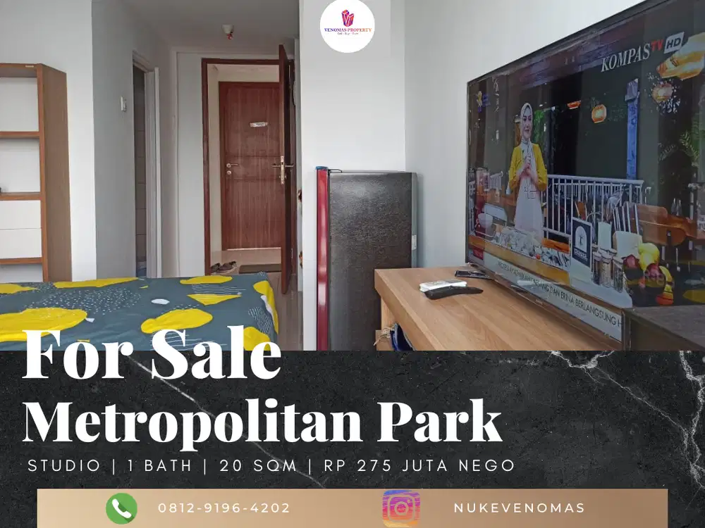 Dijual Apartement Metropolitan Park Type Studio Furnished Bagus