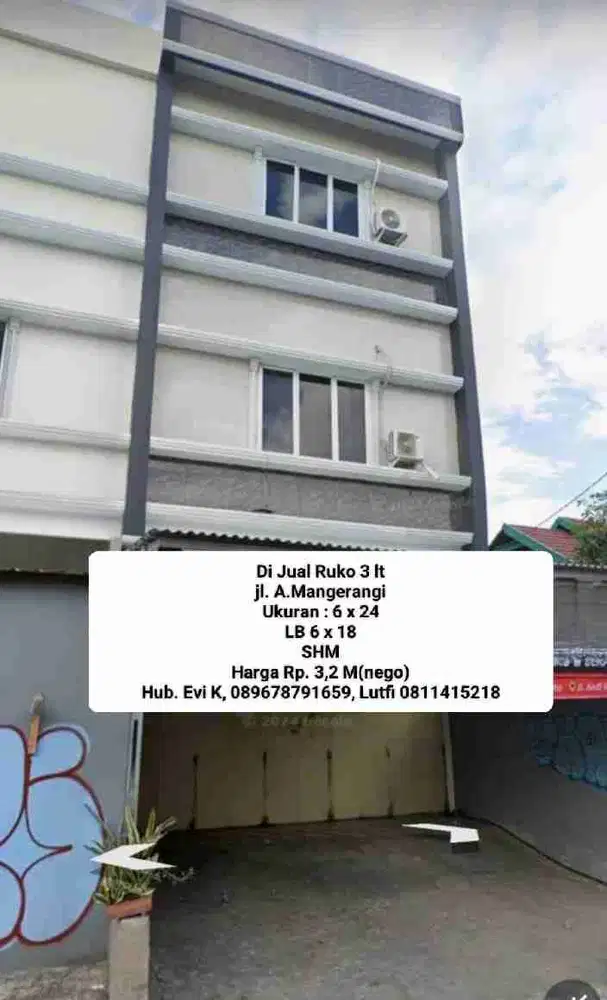 Dijual Ruko 3 lt Jl. A. Mangerangi Makassar