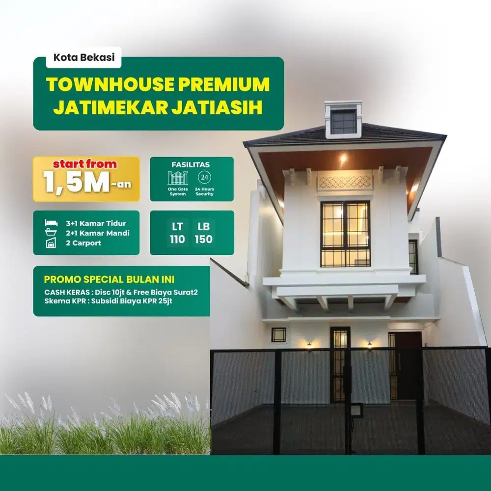 585.Townhouse Premium 2lt Modern Ready Stock di Jatimekar Jatiasih