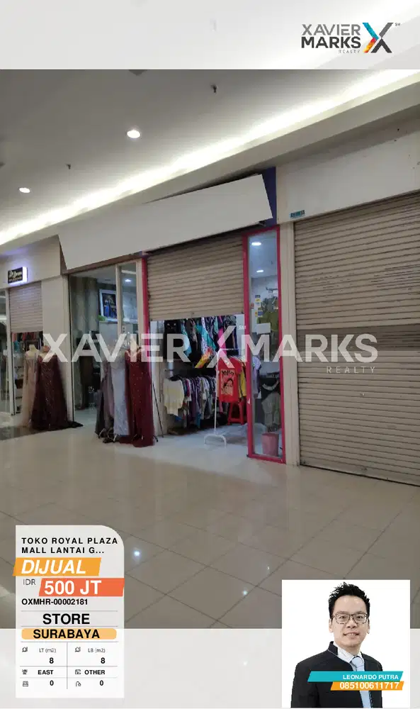 Toko di Royal Plaza Jalan Ahmad Yani surabaya lantai G luas 8m2